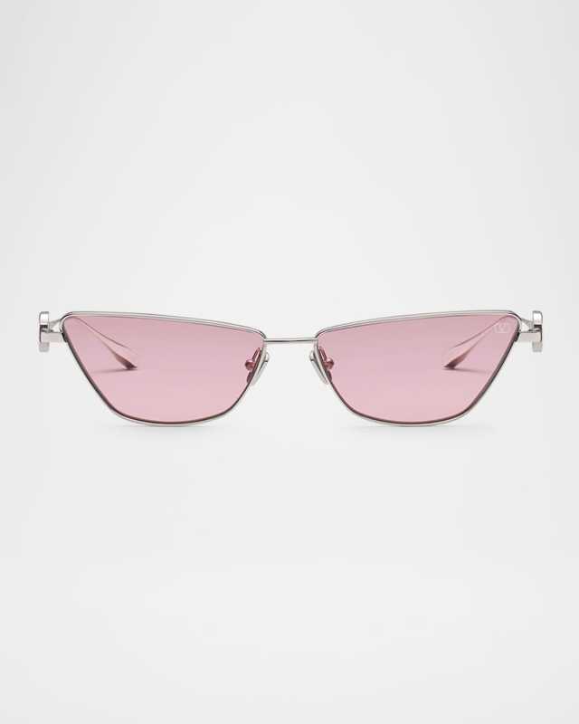 V-Logo Titanium Cat-Eye Sunglasses